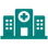 Hospital icon representing public hospital and emergency physiotherapy
