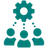 People and gear icon representing collaborative care